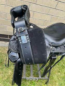 Horse Saddle Western Used Pleasure Trail Close Contact Black Leather Tack 15-18