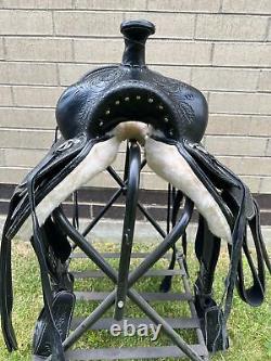 Horse Saddle Western Used Pleasure Trail Close Contact Black Leather Tack 15-18