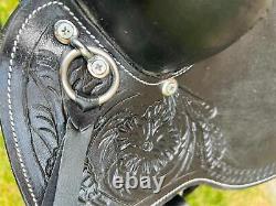 Horse Saddle Western Used Pleasure Trail Close Contact Black Leather Tack 15-18