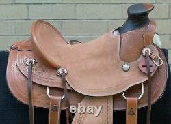 Horse Saddle Western Used Ranch Wade Trail Roping Leather Horse Tack 16 17