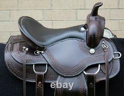 Horse Saddle Western Used Trail Barrel Amazingly Tooled Leather Tack 16