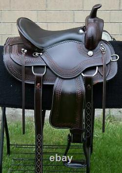 Horse Saddle Western Used Trail Barrel Amazingly Tooled Leather Tack 16