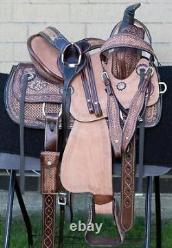 Horse Saddle Western Used Trail Barrel Antique Roper Ranch Leather Tack 13