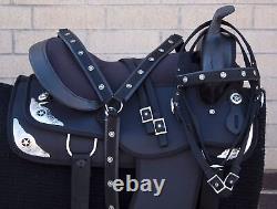 Horse Saddle Western Used Trail Barrel Gaited Cordura Black Tack 14 15 16 17 18