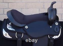 Horse Saddle Western Used Trail Barrel Gaited Cordura Black Tack 14 15 16 17 18