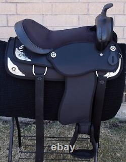 Horse Saddle Western Used Trail Barrel Gaited Cordura Black Tack 14 15 16 17 18