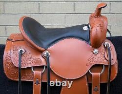 Horse Saddle Western Used Trail Barrel Racing Comfy Leather Tack 15 16 17 18