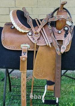 Horse Saddle Western Used Trail Barrel Racing Show Custom Leather Tack 17