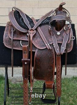 Horse Saddle Western Used Trail Barrel Show Tooled Leather Antique Tack 16 17 18