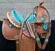 Horse Saddle Western Used Trail Barrel Turquoise Tooled Leather Tack 12 13 14