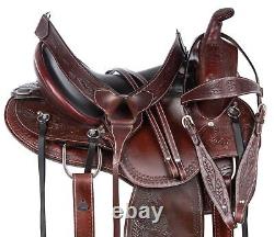 Horse Saddle Western Used Trail Custom Brown Tooled Leather Tack Set 15 16 17 18