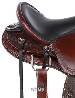 Horse Saddle Western Used Trail Custom Brown Tooled Leather Tack Set 15 16 17 18