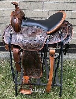 Horse Saddle Western Used Trail Endurance Antique Leather Tack 15 16 17 18