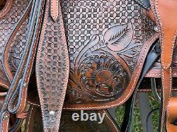 Horse Saddle Western Used Trail Endurance Antique Leather Tack 15 16 17 18