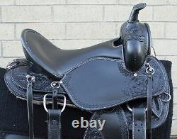 Horse Saddle Western Used Trail Gaited Black Leather Matching Tack 15 16 17 18