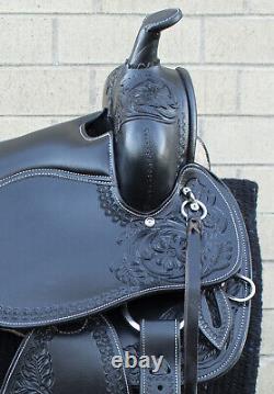 Horse Saddle Western Used Trail Gaited Black Leather Matching Tack 15 16 17 18