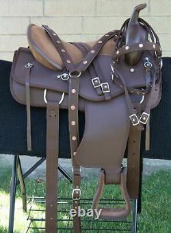 Horse Saddle Western Used Trail Gaited Brown Pro Synthetic Tack 15 16 17 18