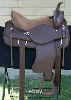 Horse Saddle Western Used Trail Gaited Brown Pro Synthetic Tack 15 16 17 18