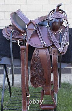 Horse Saddle Western Used Trail Gaited Brown Tooled Leather Tack Set 15 16 17 18