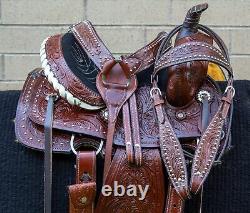 Horse Saddle Western Used Trail Roping Ranch Barrel Tooled Leather Tack 12 13