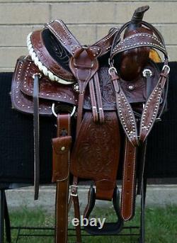 Horse Saddle Western Used Trail Roping Ranch Barrel Tooled Leather Tack 12 13