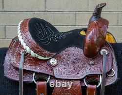 Horse Saddle Western Used Trail Roping Ranch Barrel Tooled Leather Tack 12 13