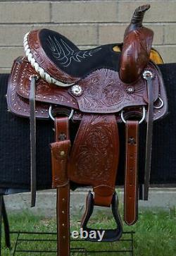 Horse Saddle Western Used Trail Roping Ranch Barrel Tooled Leather Tack 12 13