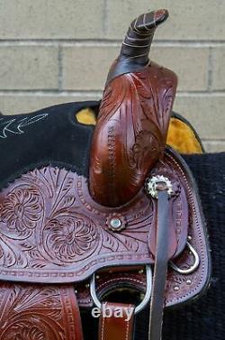 Horse Saddle Western Used Trail Roping Ranch Barrel Tooled Leather Tack 12 13