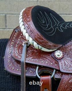 Horse Saddle Western Used Trail Roping Ranch Barrel Tooled Leather Tack 12 13