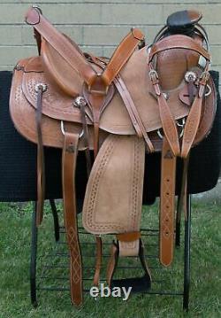 Horse Saddle Western Used Wade Ranch Roping Trail Deep Seat Leather Tack 16 17