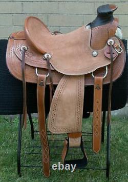 Horse Saddle Western Used Wade Ranch Roping Trail Deep Seat Leather Tack 16 17