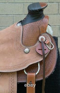 Horse Saddle Western Used Wade Ranch Roping Trail Deep Seat Leather Tack 16 17