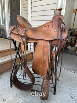 Horse Tack 16 1/2 Custom Wade Ranch Roping Western Saddle
