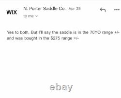 Horse Tack Antique N. Porter 15 Western Saddle