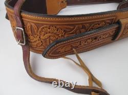 Horse Western Tooled Oak Leaf Leather Rear Flank Back Saddle Cinch