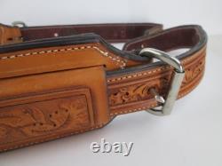 Horse Western Tooled Oak Leaf Leather Rear Flank Back Saddle Cinch