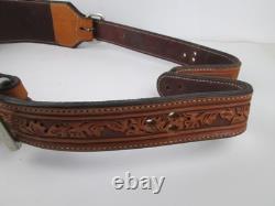 Horse Western Tooled Oak Leaf Leather Rear Flank Back Saddle Cinch