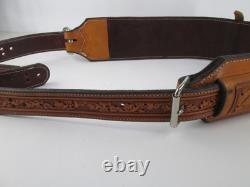 Horse Western Tooled Oak Leaf Leather Rear Flank Back Saddle Cinch