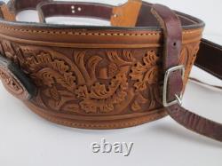 Horse Western Tooled Oak Leaf Leather Rear Flank Back Saddle Cinch