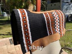 IMPACT GEL Western Saddle Navajo Woven Show Pad Black Rust Brown Wh Large 36x34