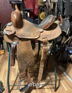Jeff Smith 13.75 Western Saddle, Brown Leather, Traditional barrel saddle