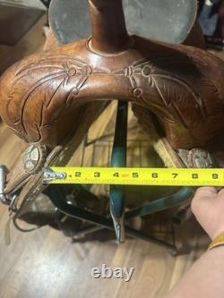 Jeff Smith 13.75 Western Saddle, Brown Leather, Traditional barrel saddle