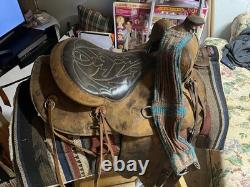 John M. Fallis Balanced Ride Saddle 15 Seat Western with Breakaway Stirrups