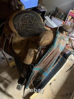 John M. Fallis Balanced Ride Saddle 15 Seat Western with Breakaway Stirrups