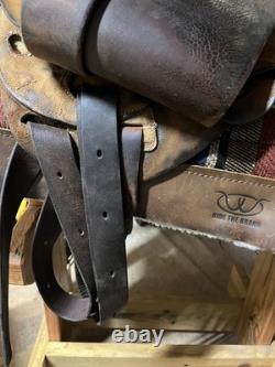 John M. Fallis Balanced Ride Saddle 15 Seat Western with Breakaway Stirrups