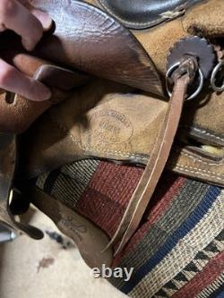John M. Fallis Balanced Ride Saddle 15 Seat Western with Breakaway Stirrups