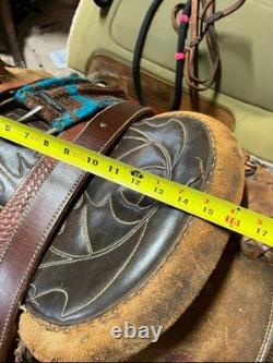 John M. Fallis Balanced Ride Saddle 15 Seat Western with Breakaway Stirrups