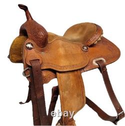 KO Trading Company Barrel Saddle, 15 Suede Seat, Roughout, Regular Oil Leather