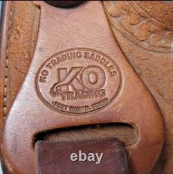 KO Trading Company Barrel Saddle, 15 Suede Seat, Roughout, Regular Oil Leather