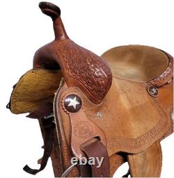 KO Trading Company Barrel Saddle, 15 Suede Seat, Roughout, Regular Oil Leather